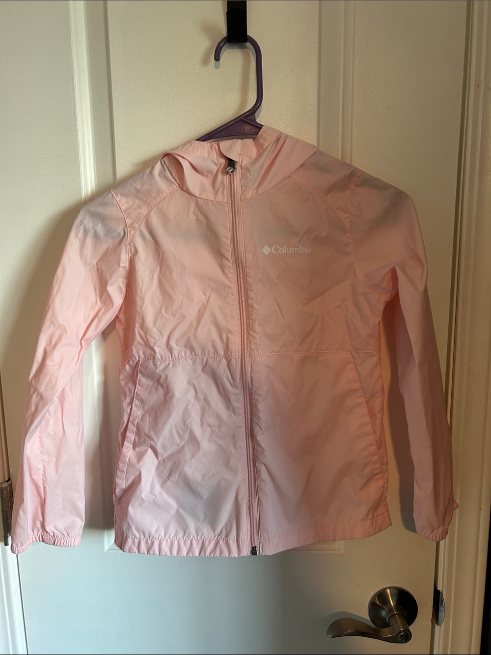 Columbia Girls' Light Pink Hooded Rain Jacket